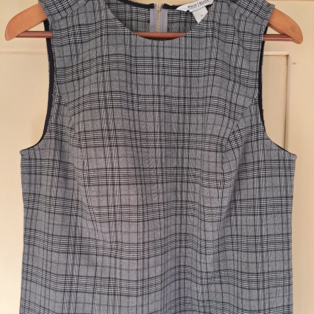 White House Black Market gray plaid sleeveless vest top Sz 12